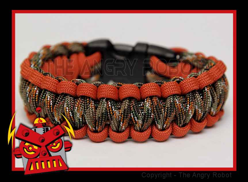 550 Paracord Survival Bracelet Cobra - Burnt Orange & Hidden Camo