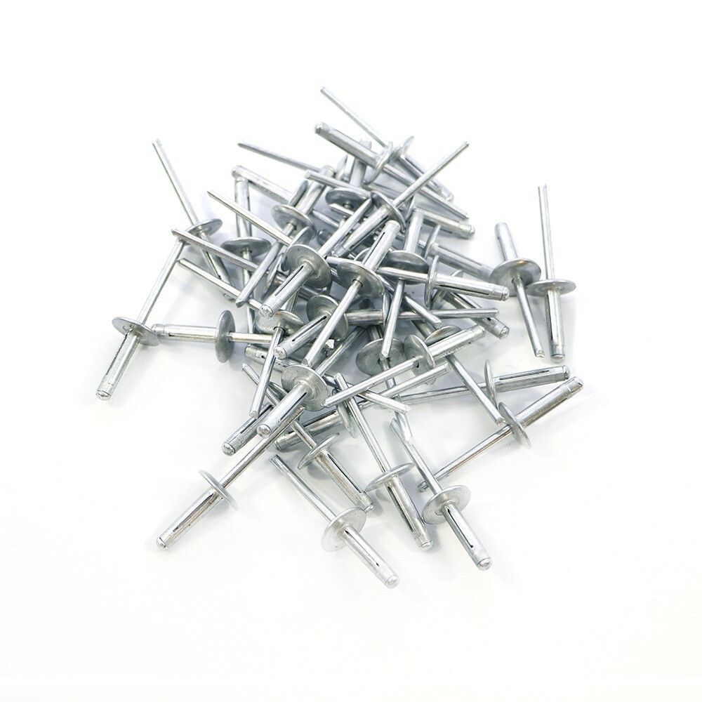 Box of 250 Exploding Mill (Silver) Finish 3/16" Dia. Large Head Aluminum Rivets