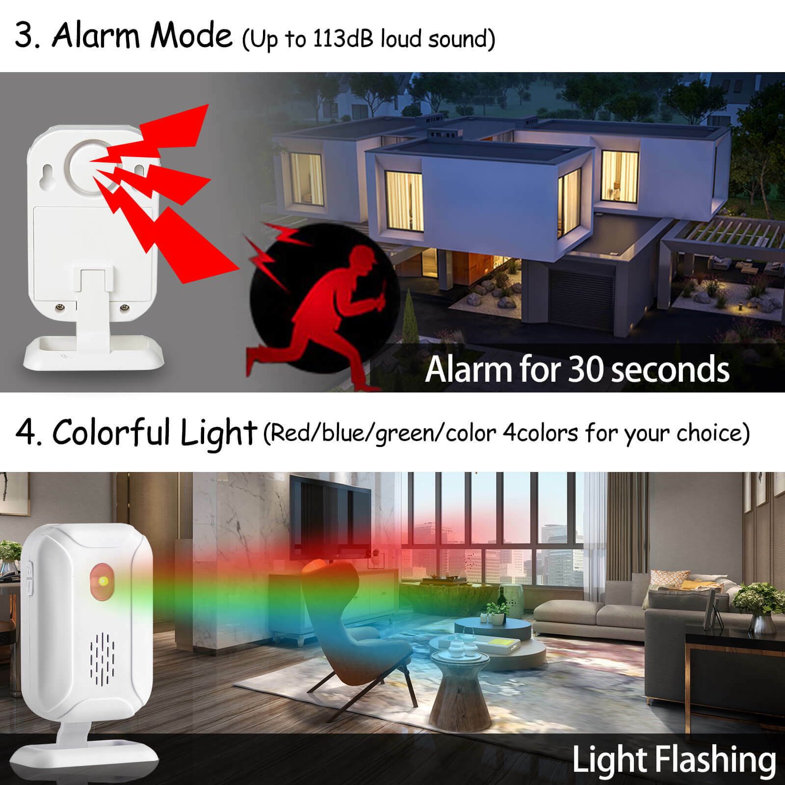 PIR Motion Sensor Alarm Workplace Back Passerby Detector Mute Flashing Reminder