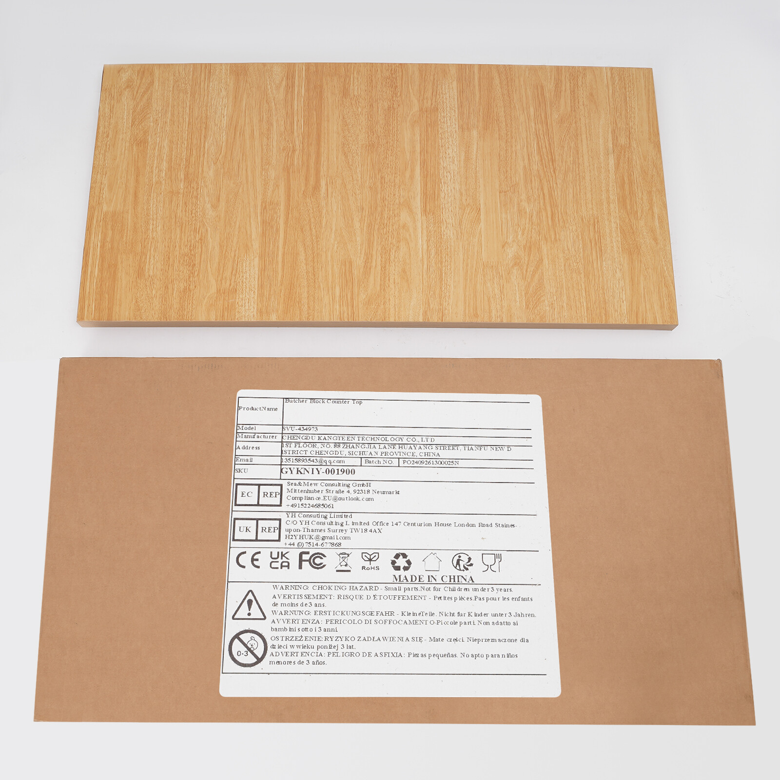 Plywood Tabletop, Rectangular Countertop, Adjustable Countertop 60*120*3.5cm