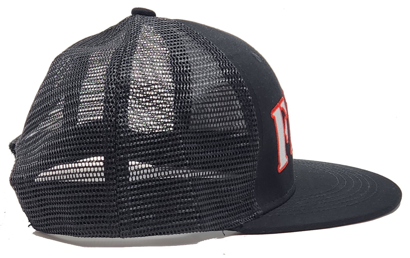 FAFO Mesh Adjustable Embroidered Flat Bill Truckers' Cap Hat Black
