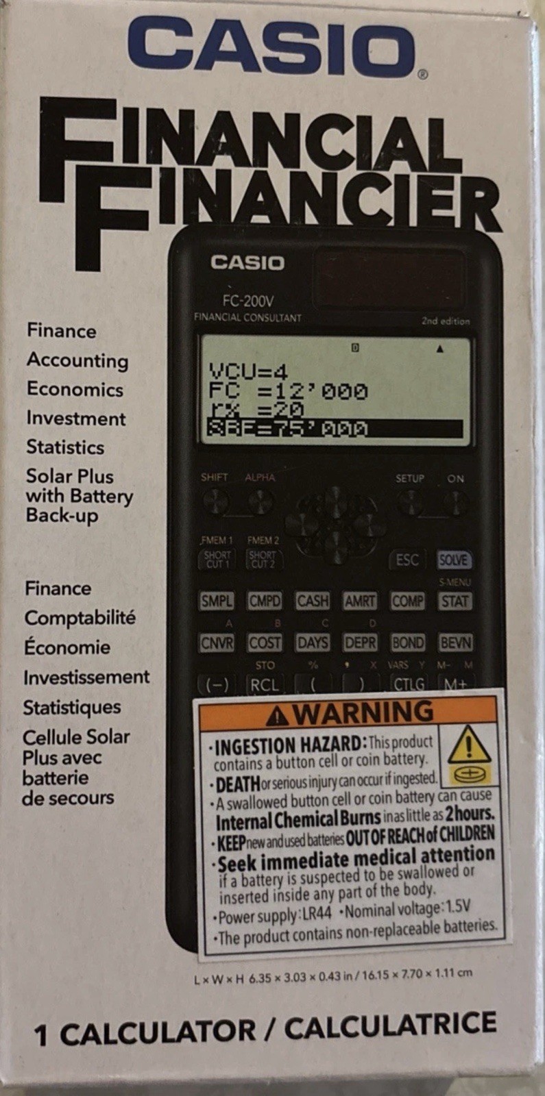 Casio Financial Consultant Calculator FC-200V 2nd Edition New In Box