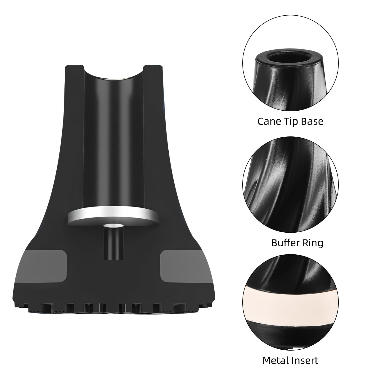 2 Pcs Cane Tips 3/4 Inch – Heavy-Duty All-Terrain Walking & Black