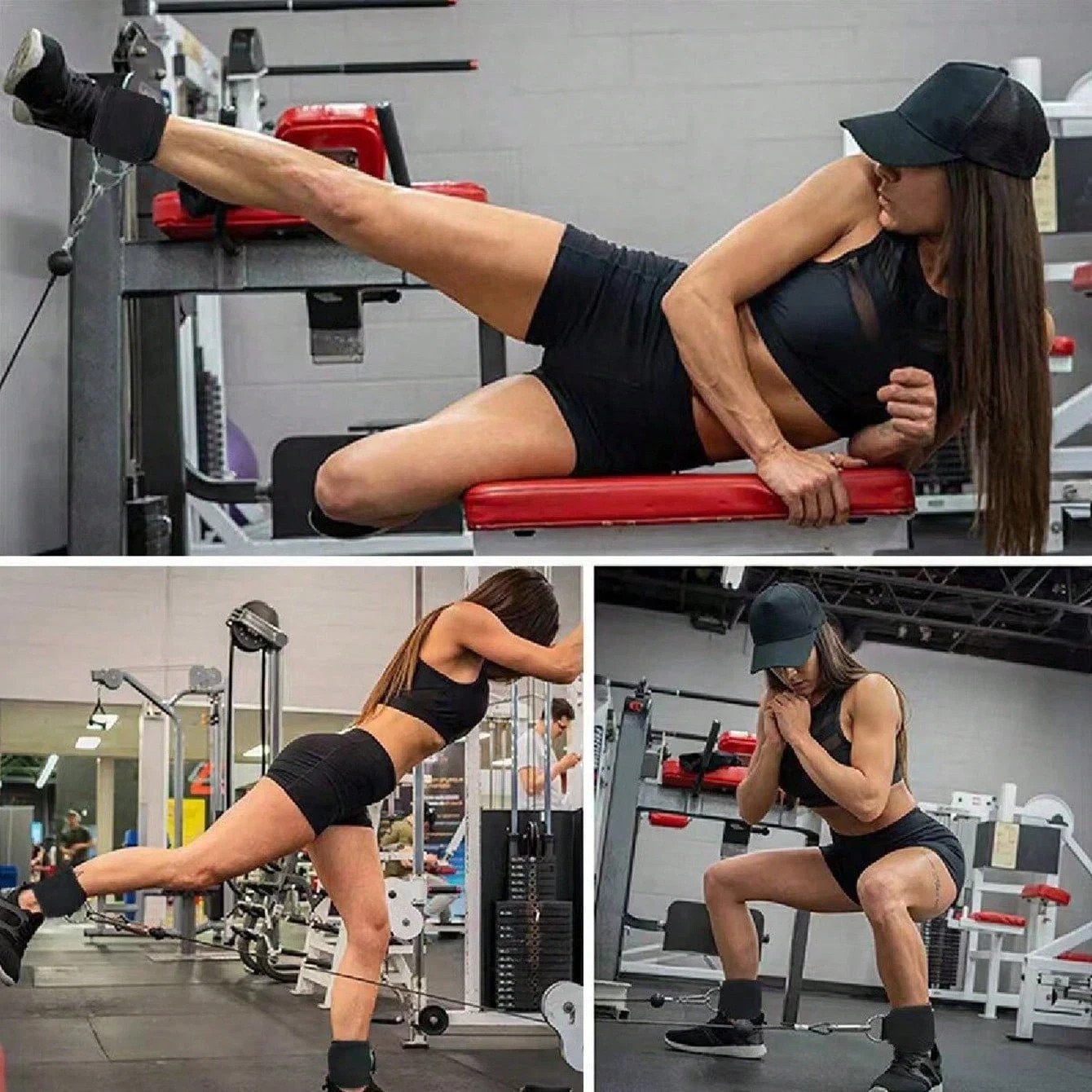 2PCS Premium Ankle Straps for Cable Machines – Gym Kickback & Leg Workout