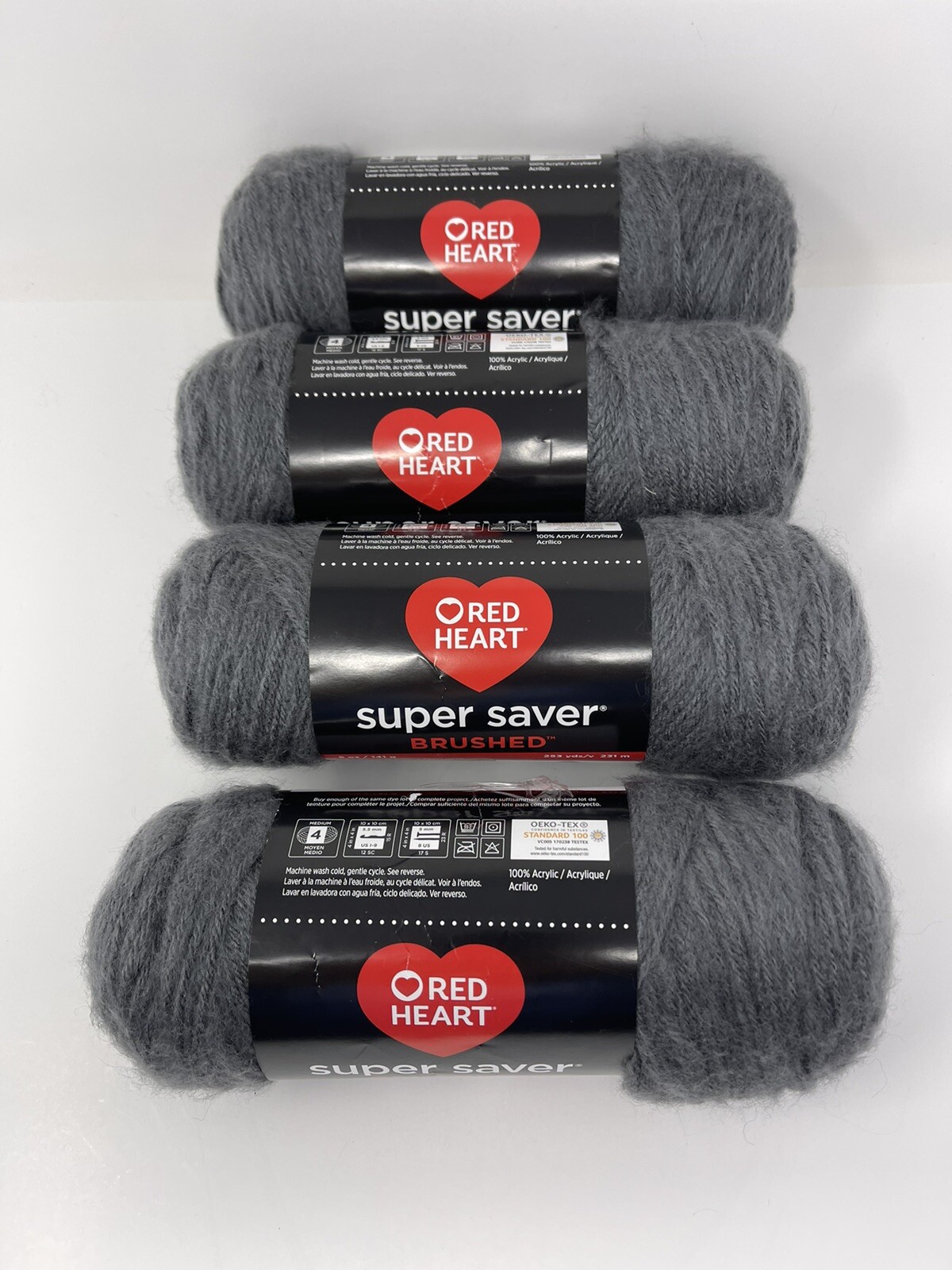 Yarn Red Heart Super Saver Brushed Yarn Shale  E309-5044  Lot Of 4 Skeins