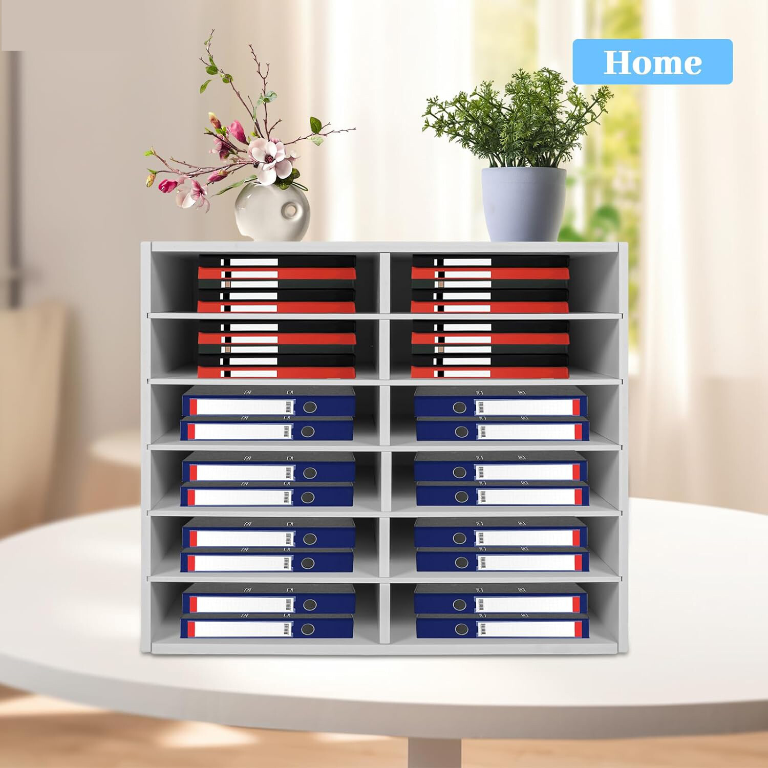 12Compartments Literature Organizer File Sorter Mail Center Holder Paper Cabinet