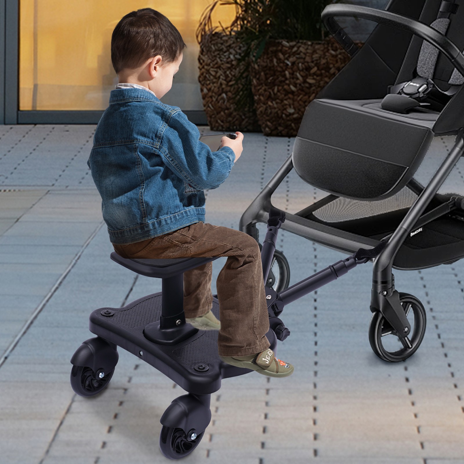 Glider Board Baby Stroller Kid Board Buggy Wheeled Board with Detachable Seat