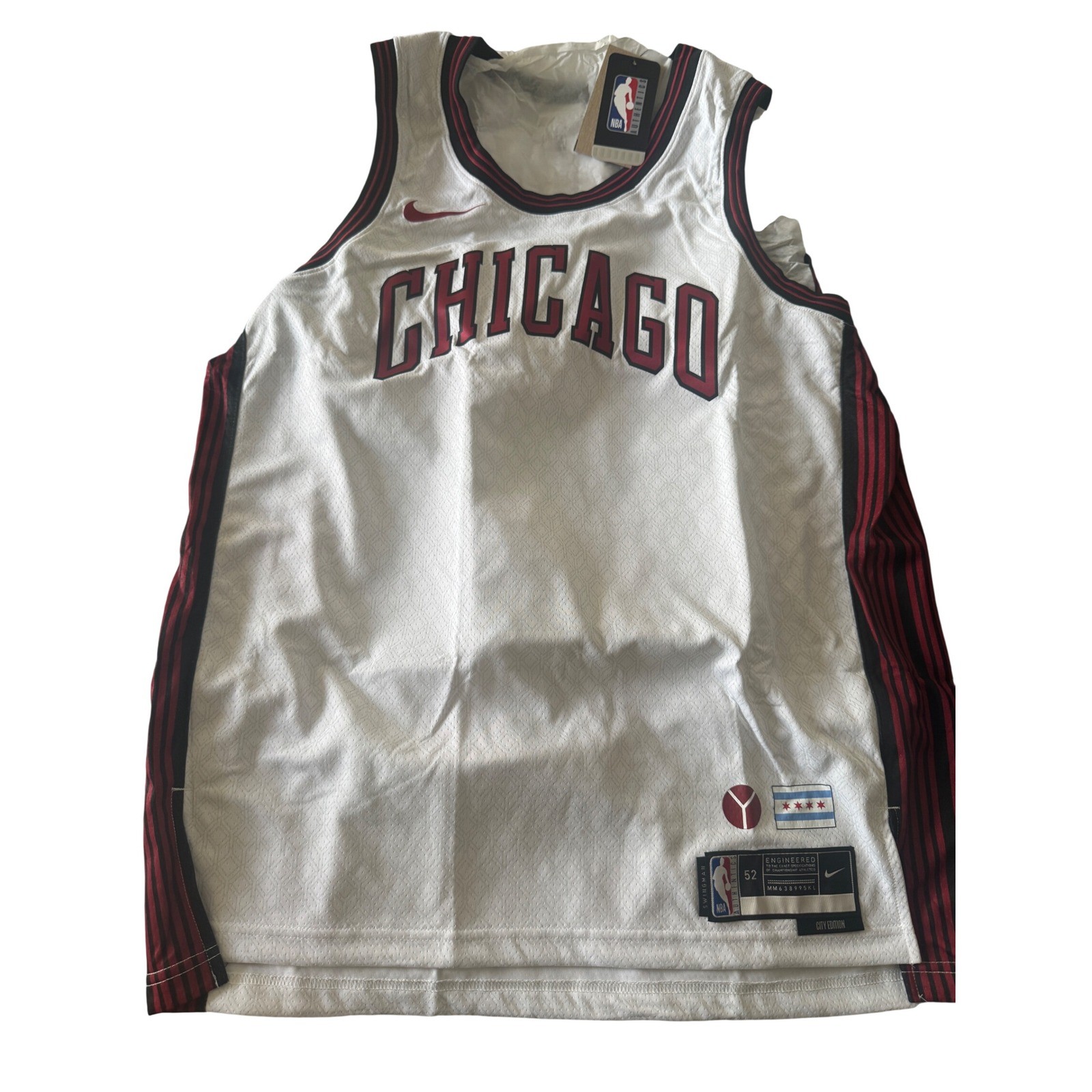 Nike Jersey Men's XL Chicago Bulls City Edition Swing man Basketball White Red