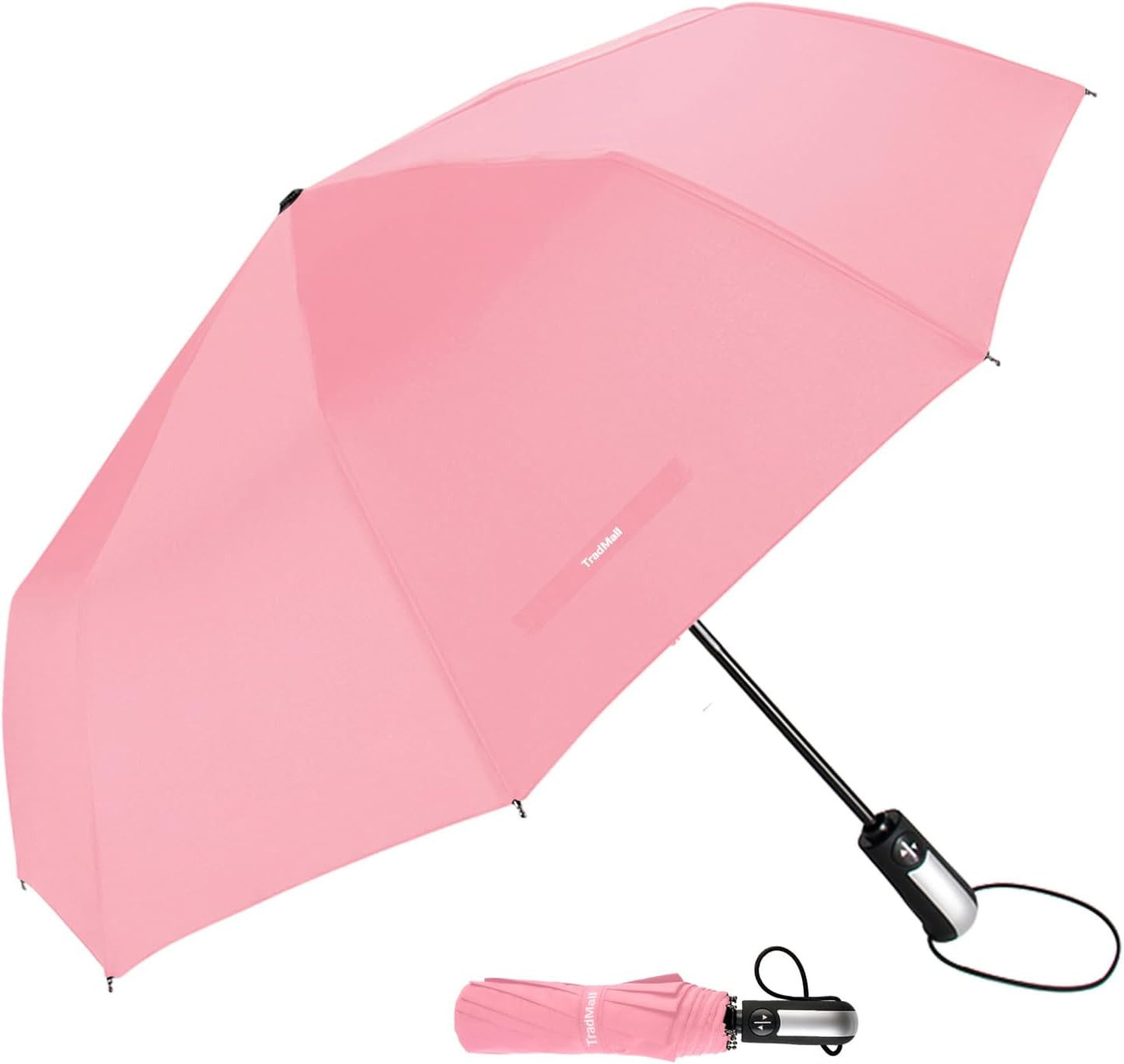 Travel Umbrella Windproof with 46 Inches Large Canopy 10 Reinforced Fiberglass R