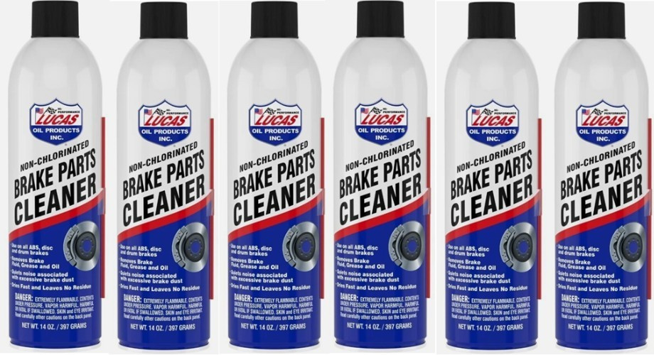 6 Pack of 14oz Lucas Non-Chlorinated Brake Parts Cleaner No Residue Aerosol Cans