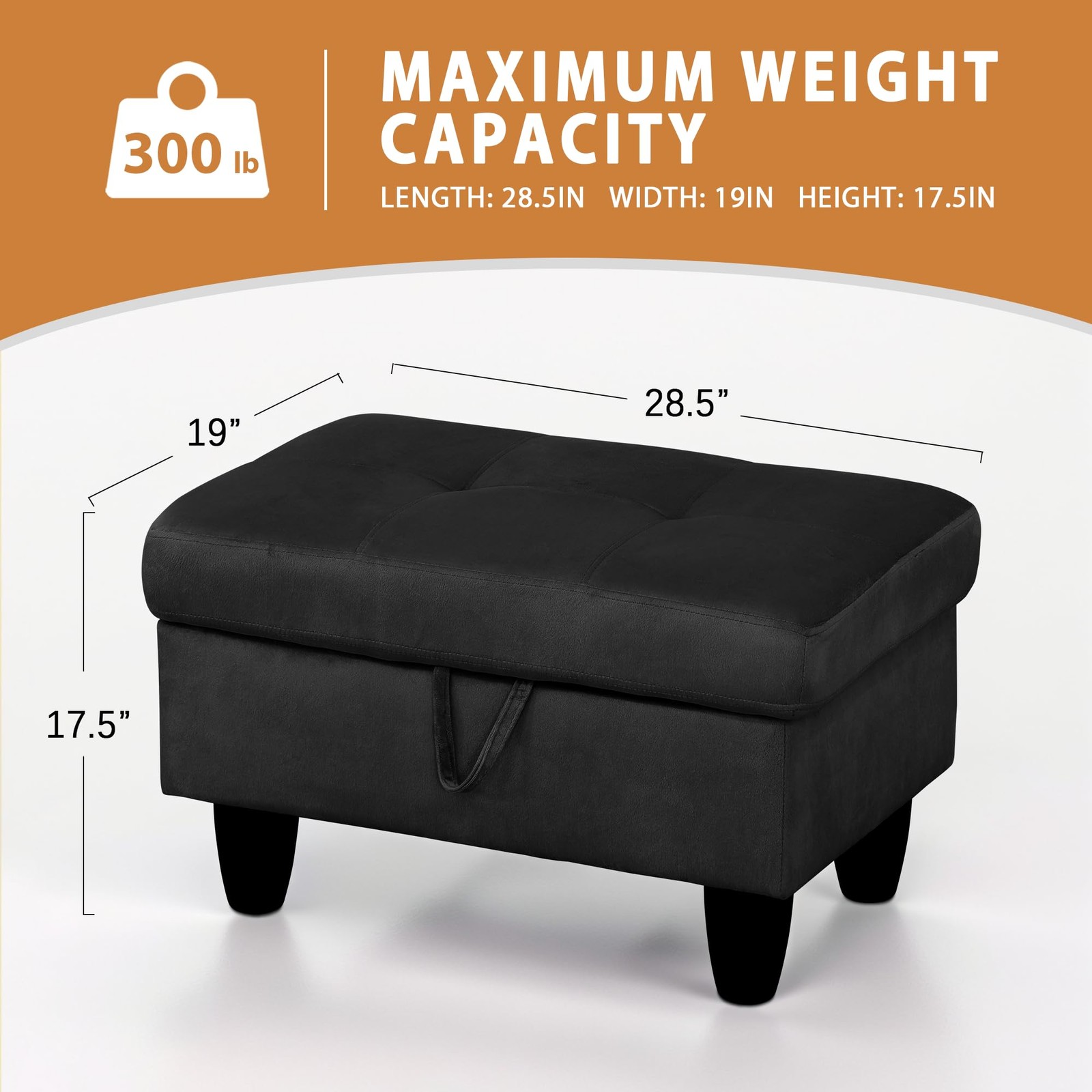 GRETERST Ottoman Rectangular Storage Ottoman Bench Flannel Footrest Stool Foo...