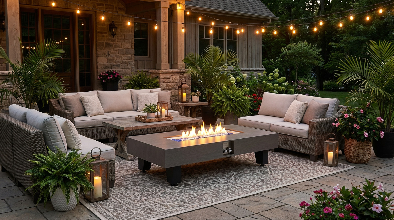 54 Inch Propane Fire Pit Table Outdoor Rectangular Heater 50000 BTU Stainless