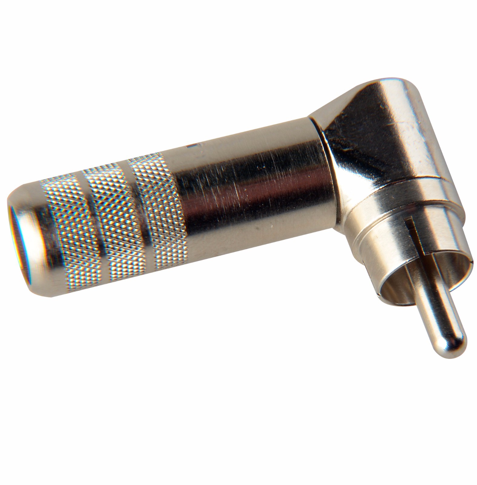 (4 Pack) Switchcraft 3502RA Right Angle 90° Nickel Phono RCA Plugs, Solder Term