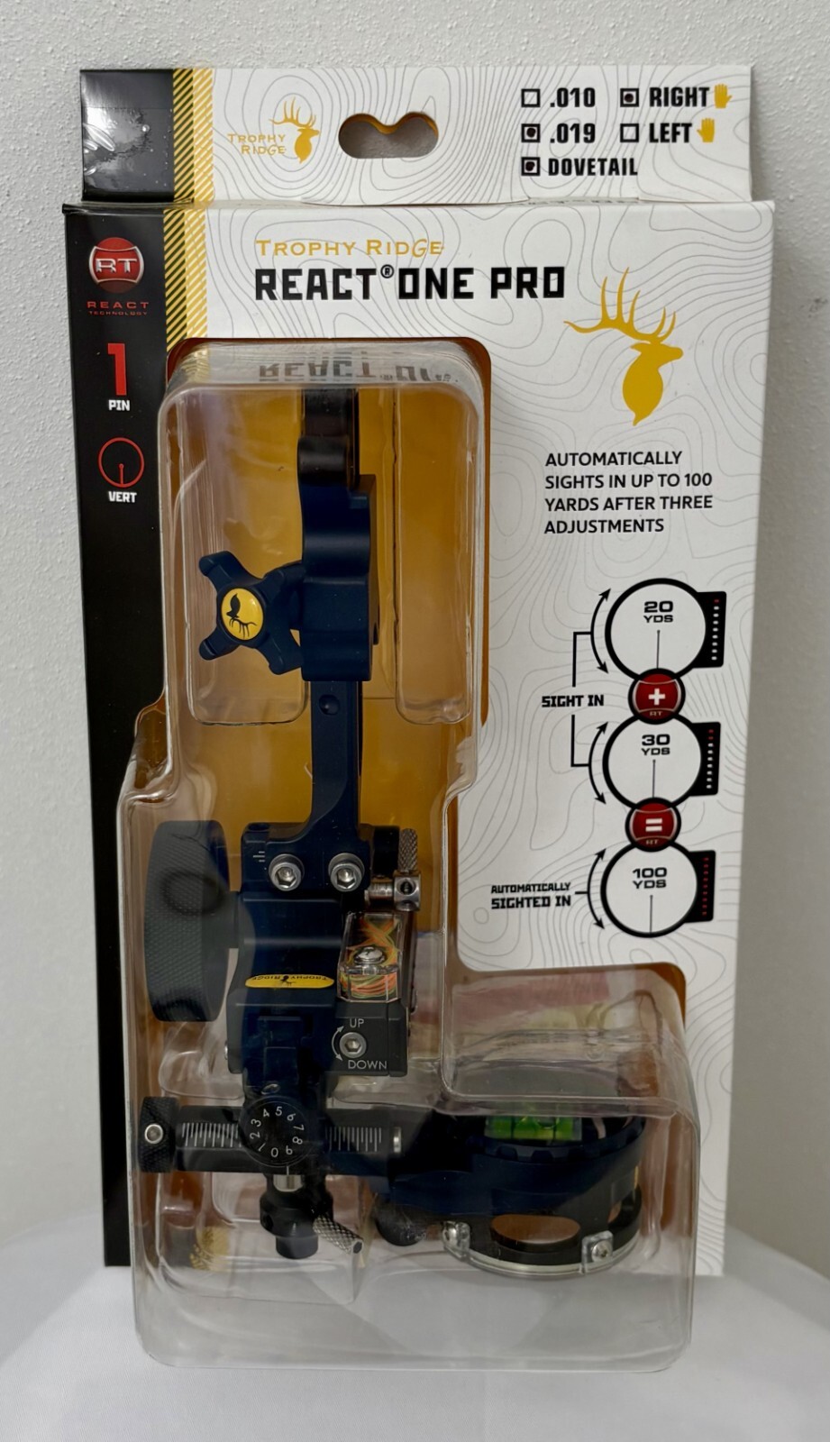 Trophy Ridge React One Pro Sight Dovetail Mount Black 1 Pin .019 New