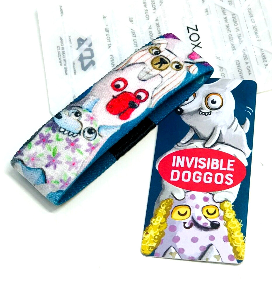 ZOX **INVISIBLE DOGGOS** Silver Strap Wristband w/Card You Choose Size NIP