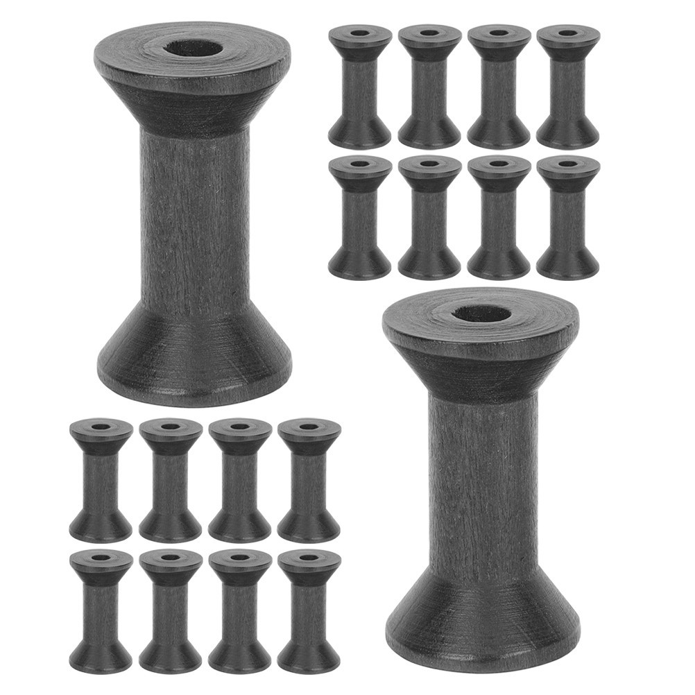 15 Pcs Knitting Yarn Holder Empty Thread Spool Wood Ribbon Spools