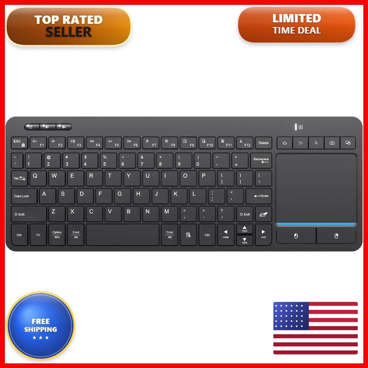 Bnnwa Multi-Device Wireless Bluetooth Keyboard Touchpad-QWERTY