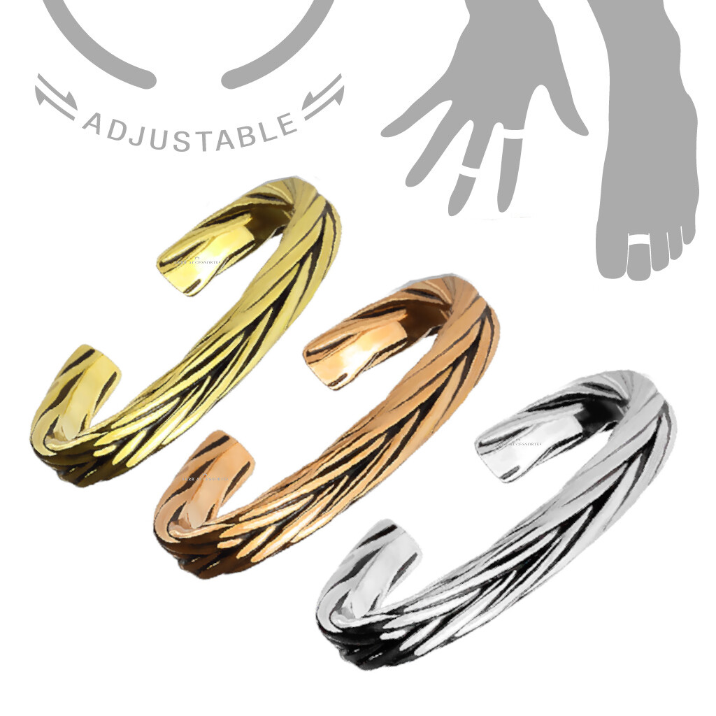 Adjustable Toe Ring/Mid Ring Double Braided Band Thumb Finger Knuckle Stackable