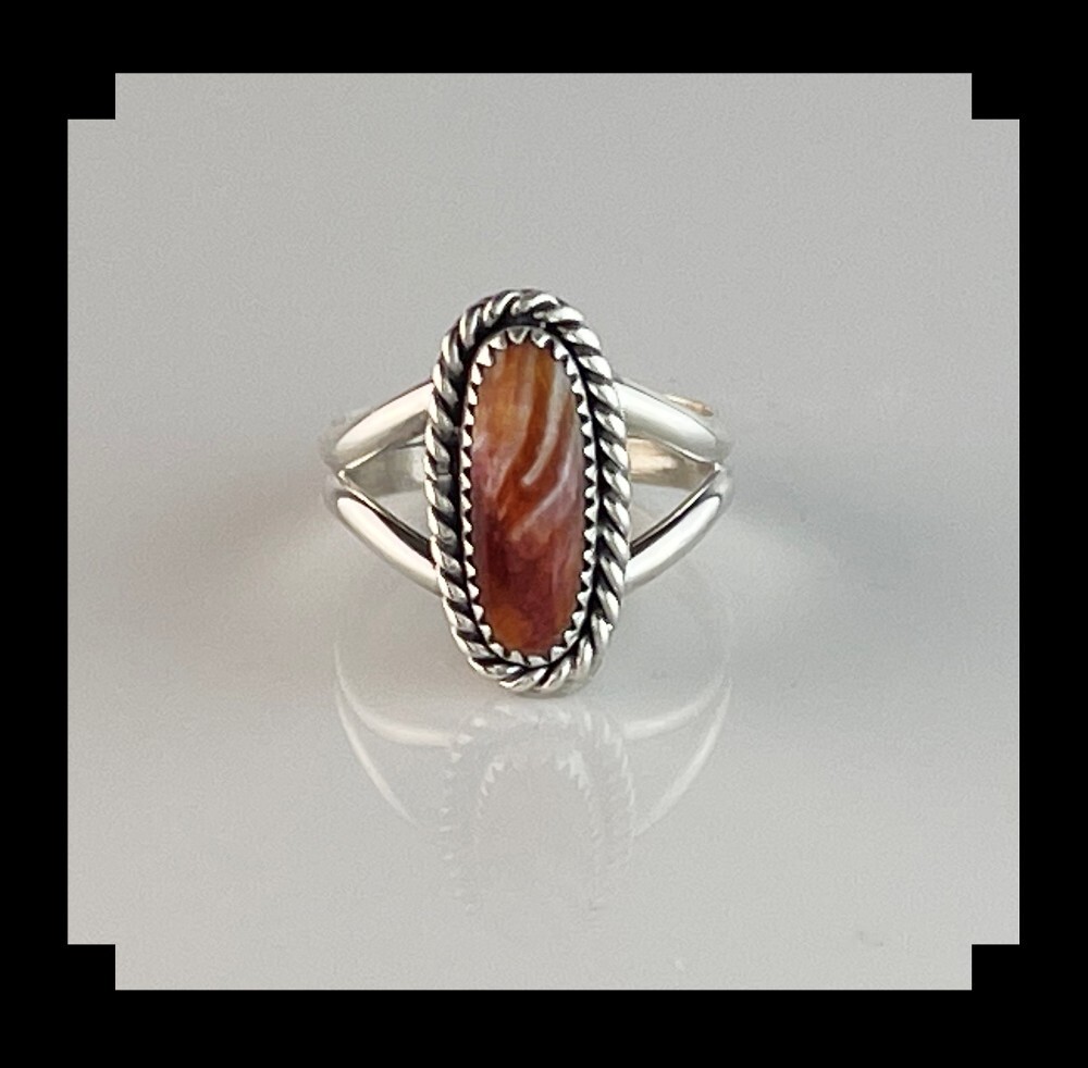 Handcrafted Petite Sterling and Rhodochrosite Ring Size 7