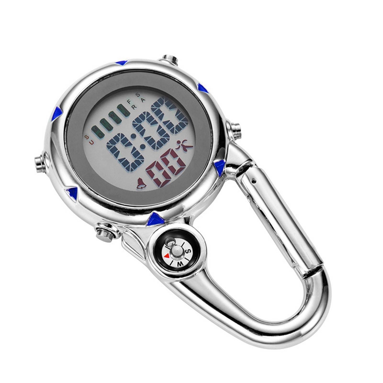 Backpack Clip On Band Carabiner Digital Sports Fob Watch Luminous For Hikers zq
