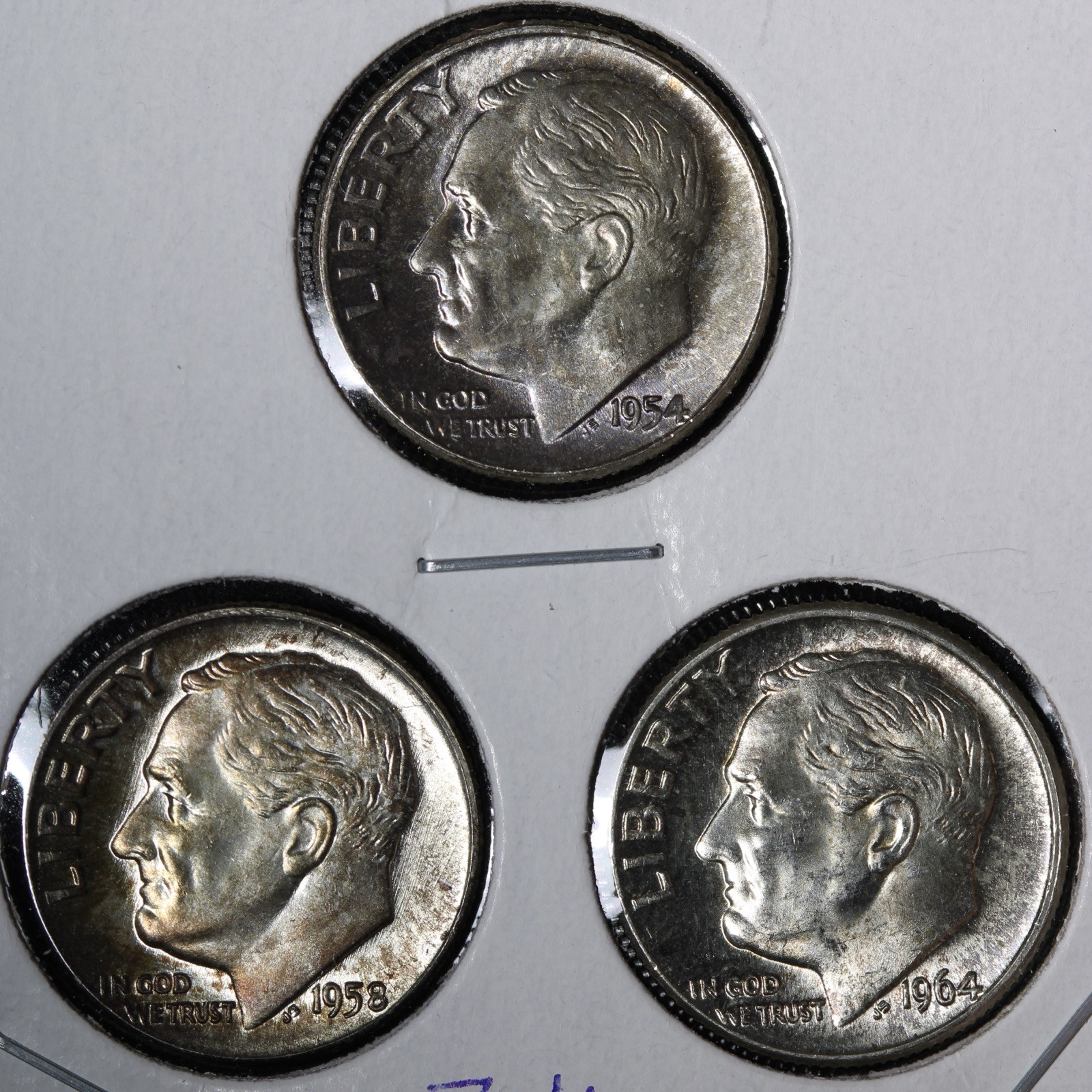 1954, 1958-D, 1964-D Roosevelt Silver Dimes BU *UNCIRCULATED* MS E704 YU