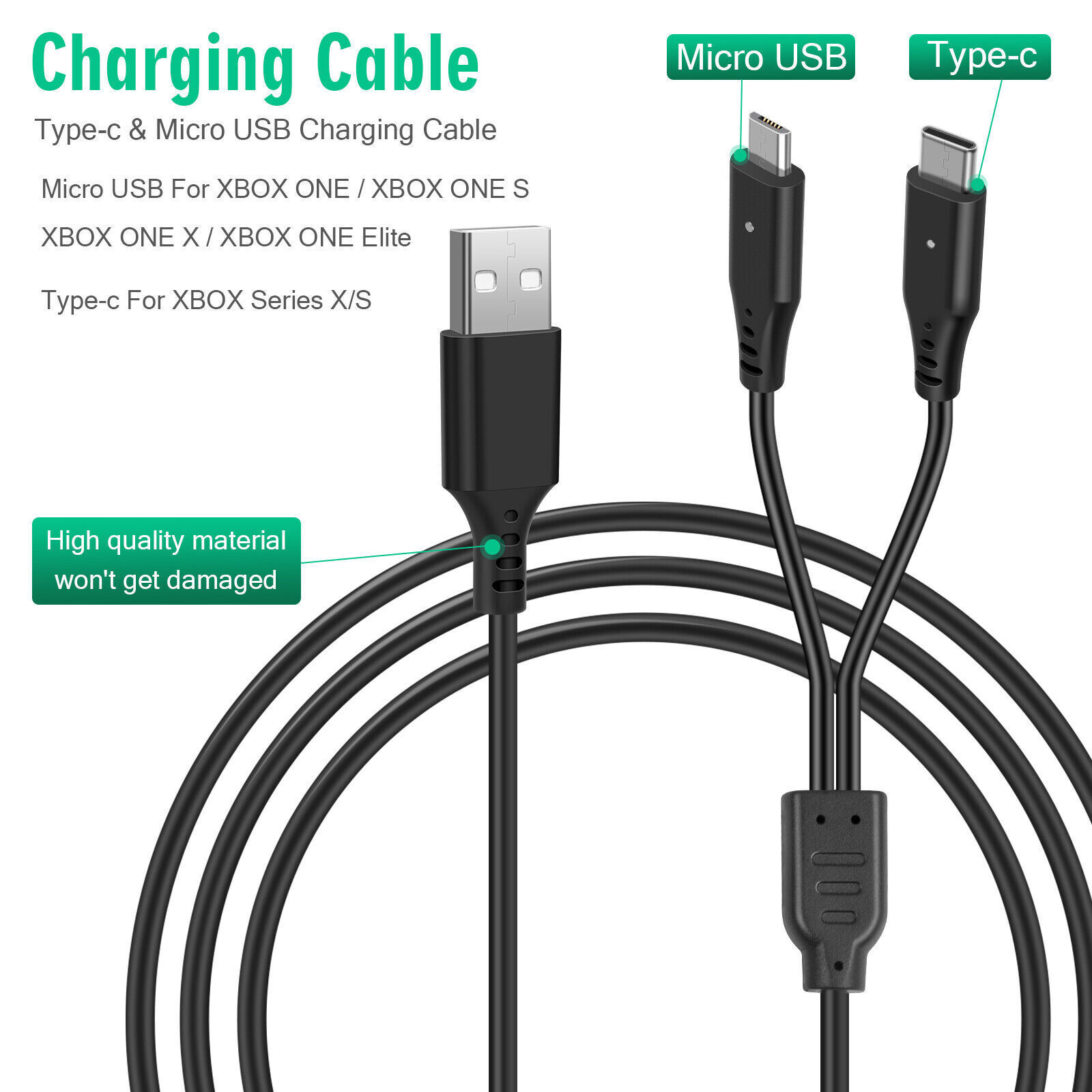 2*Rechargeable Battery+USB Charger Cable Pack For XBOX One/360/S/X Controller US