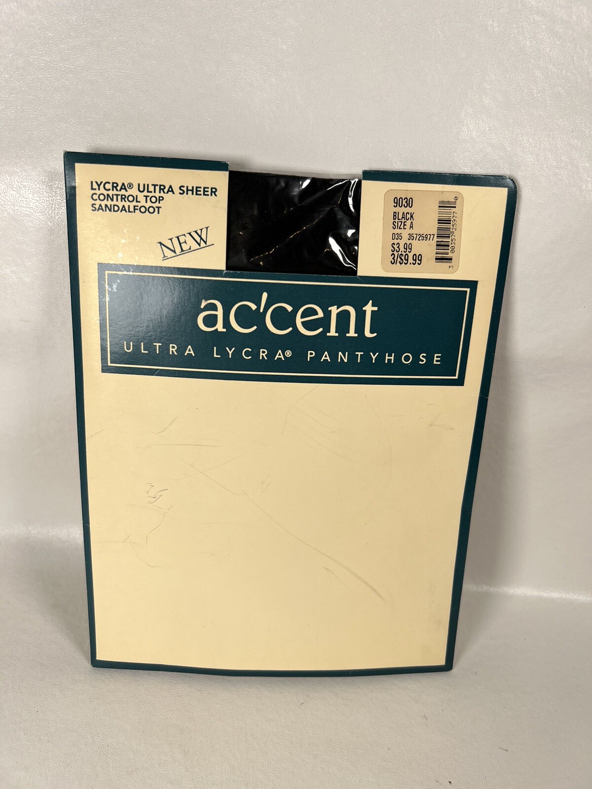 Accent Ultra Lycra Pantyhose Black Size A Control Top Sandalfoot