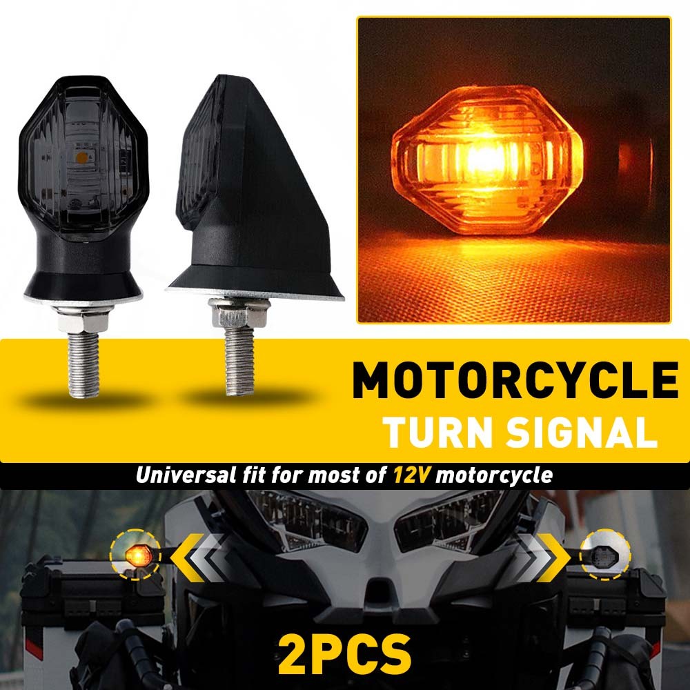 2x Mini Motorcycle Bullet LED Turn Signals Light Indicator Lamp Black Amber
