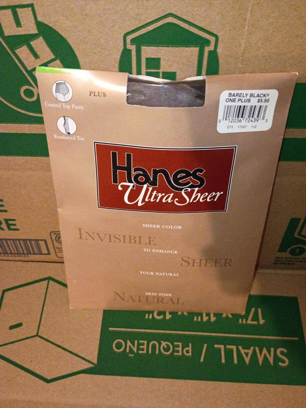 Hanes Ultra Sheer Pantyhose Size One Plus Barely Black NEW.