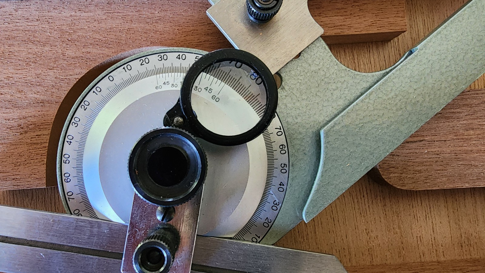 Bevel Protractor, Vintage Pristine with Original Wood Case