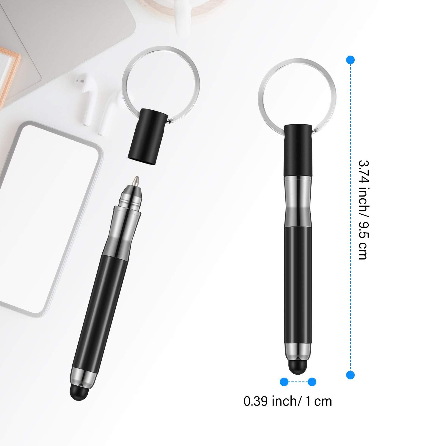 4 Pieces Mini Stylus Pen with Keyring Loop 3in1 Accessory Bullet Capacitive K...