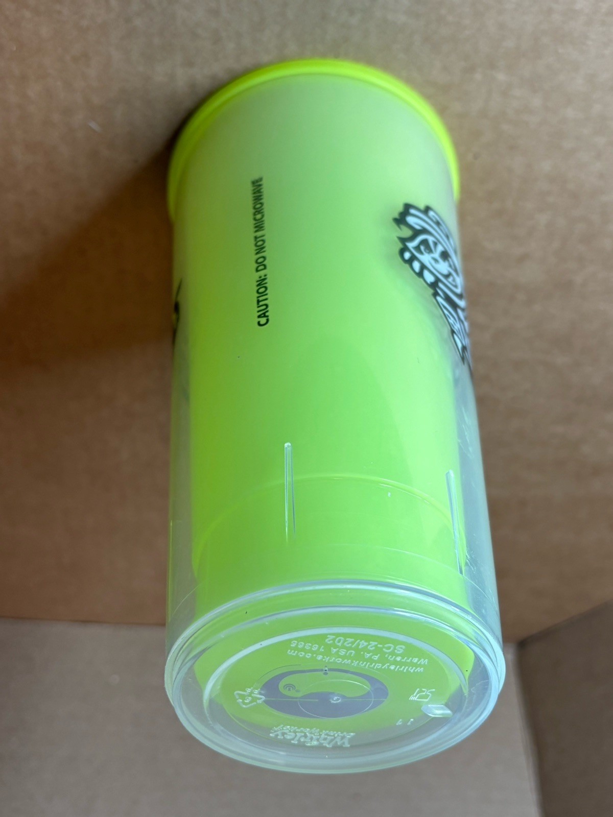Rocket City Trash Pandas Cup by Whirley Neon Yellow / Green Baseball Minors