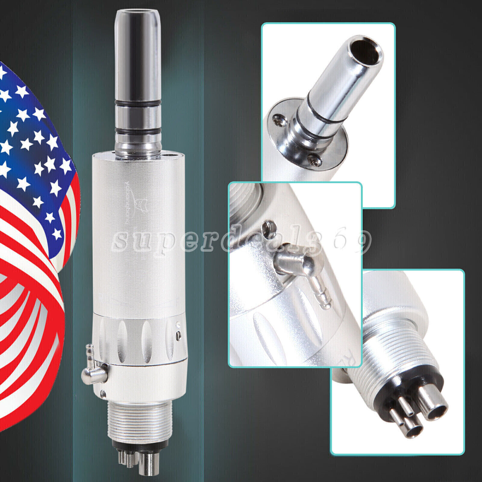 Dental Low Speed Handpiece Straight Nosecone Air Motor 4 holes Inner/External EP