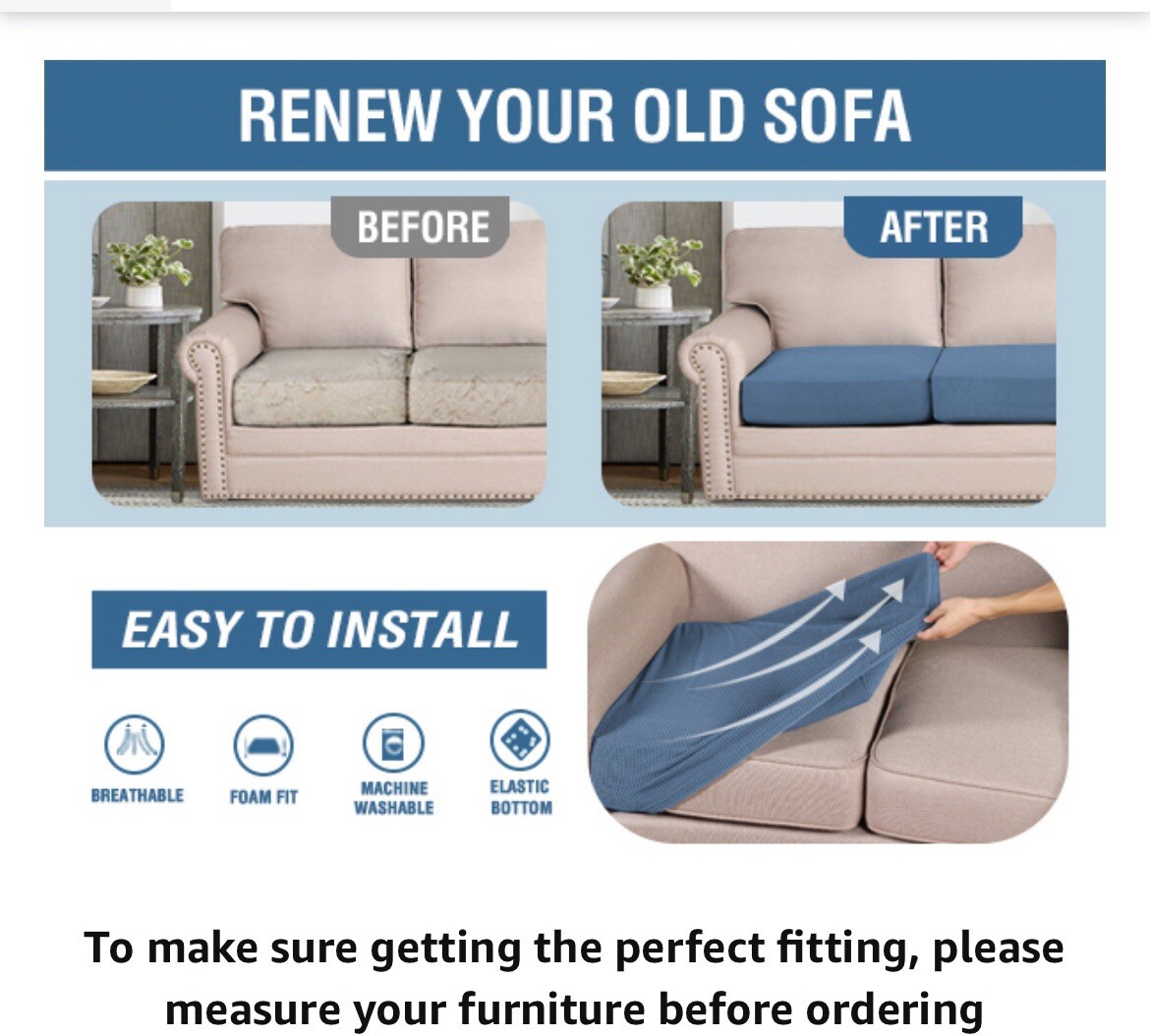 H.VERSAILTEX Brand New 3 Piece Stretch Couch Sofa Seat covers Color: Dusty Blue