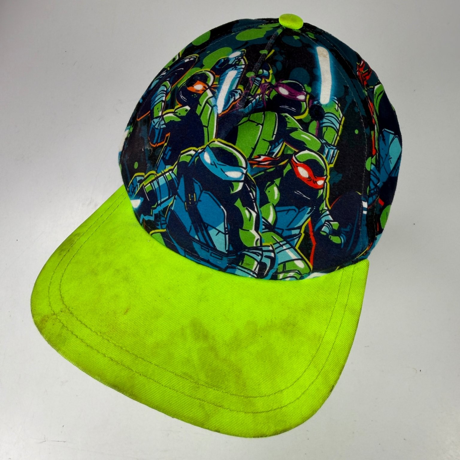 Nickelodeon Boys Hat Youth OSFM TMNT Neon Green Multi Snapback Flat Brim
