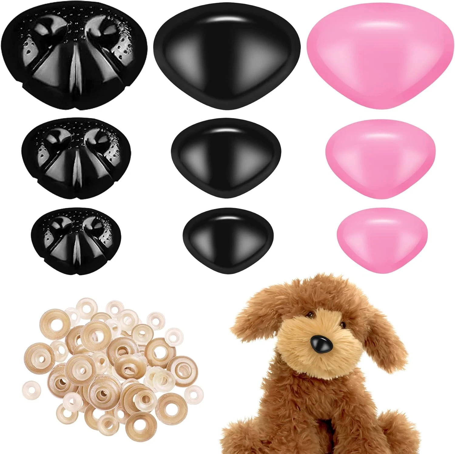 90 Pcs Safety Noses for Amigurumi Large Pink Safety Noses for Animals Doll Noses