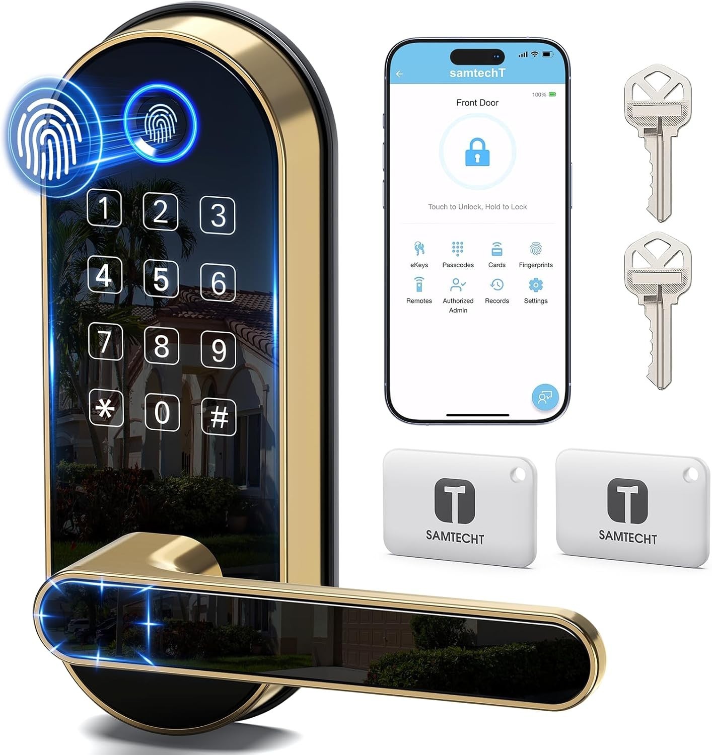 Luxury Bluetooth Fingerprint Smart Lock - Keyless Entry with Auto-Lock Feature