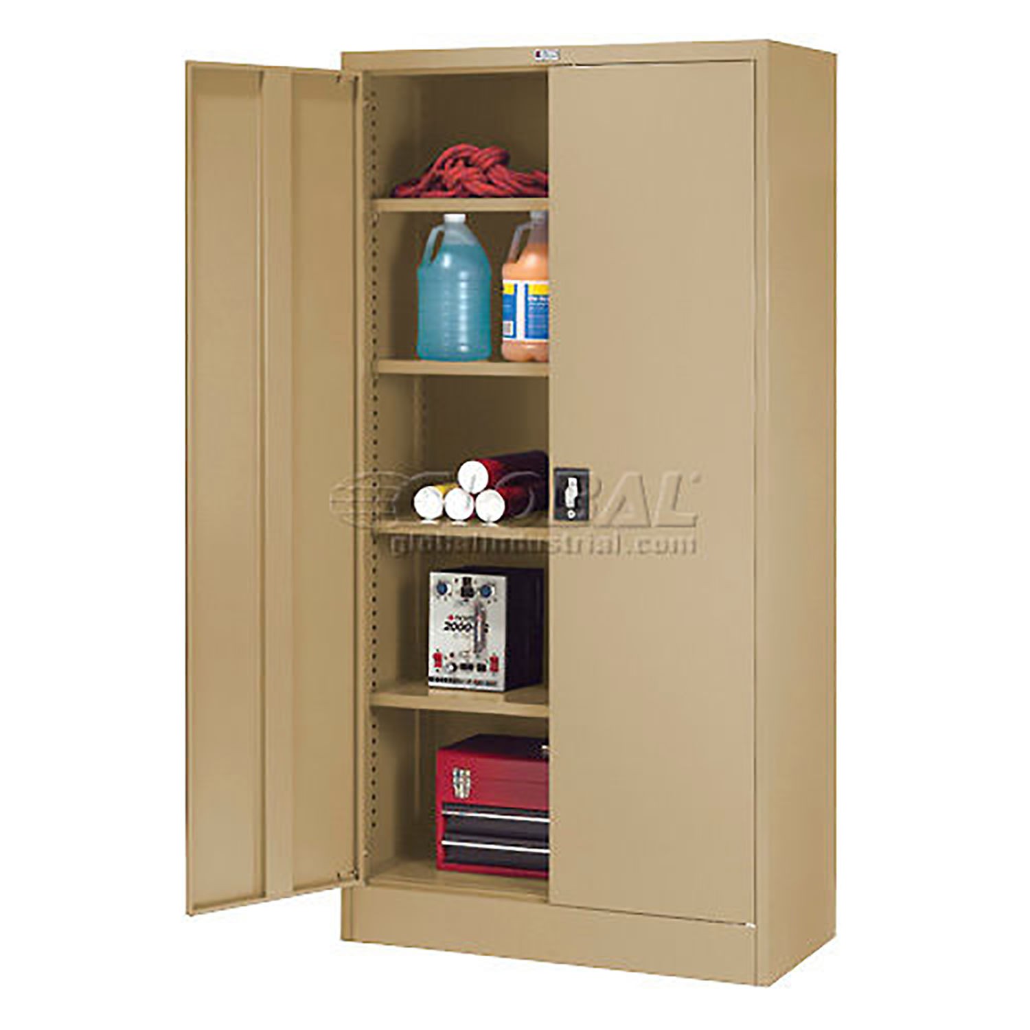 Unassembled Steel Storage Cabinet Recessed Handle 36"W x 18"D x 72"H Tan