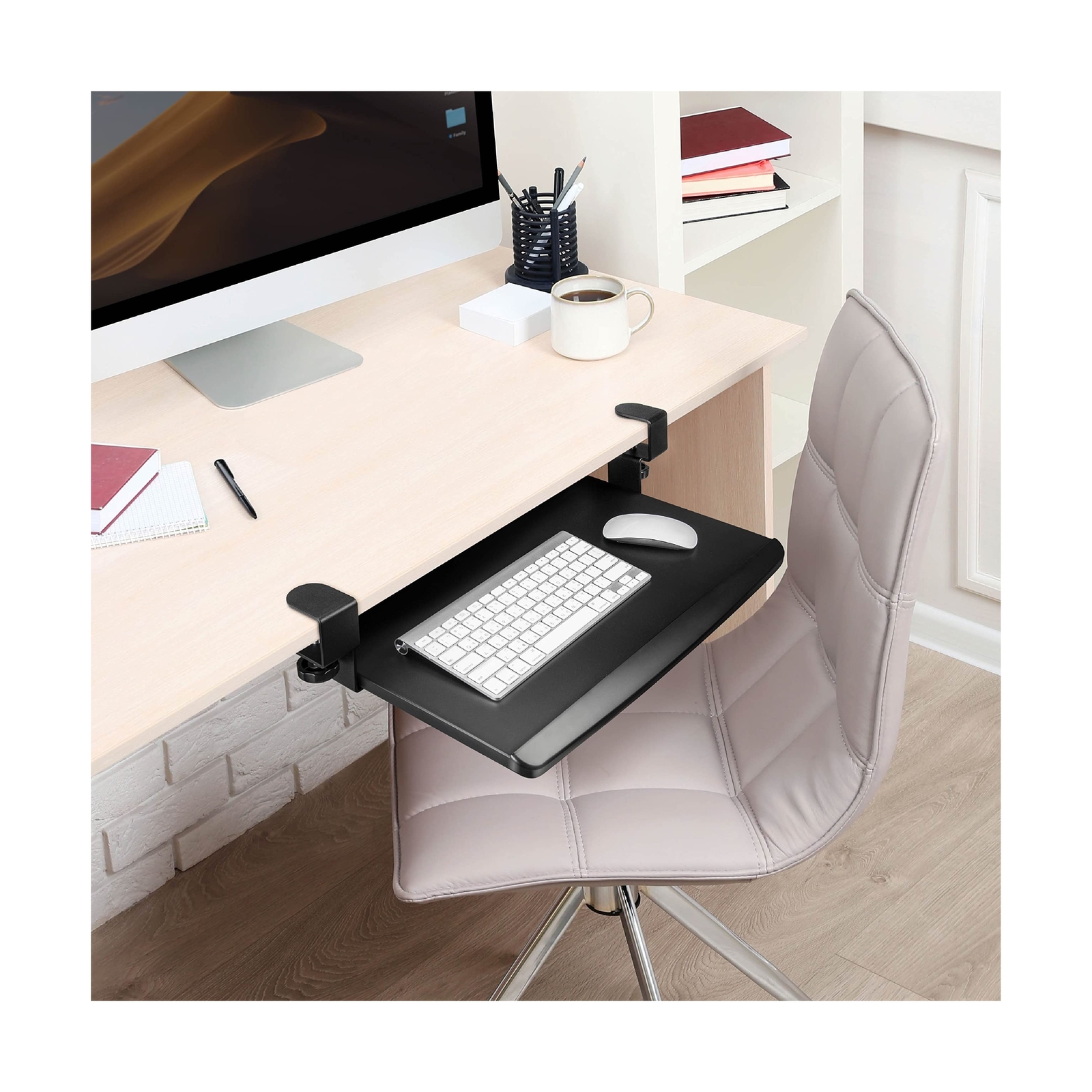 EHO Clamp-On Retractable Adjustable Keyboard Tray, Under Desk Ergonomic Keybo...