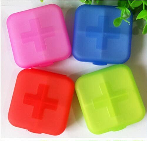 1Pc Portable Kit Thicker 4 Grid of Small Health Kit Box Storage Box Jewelry Box