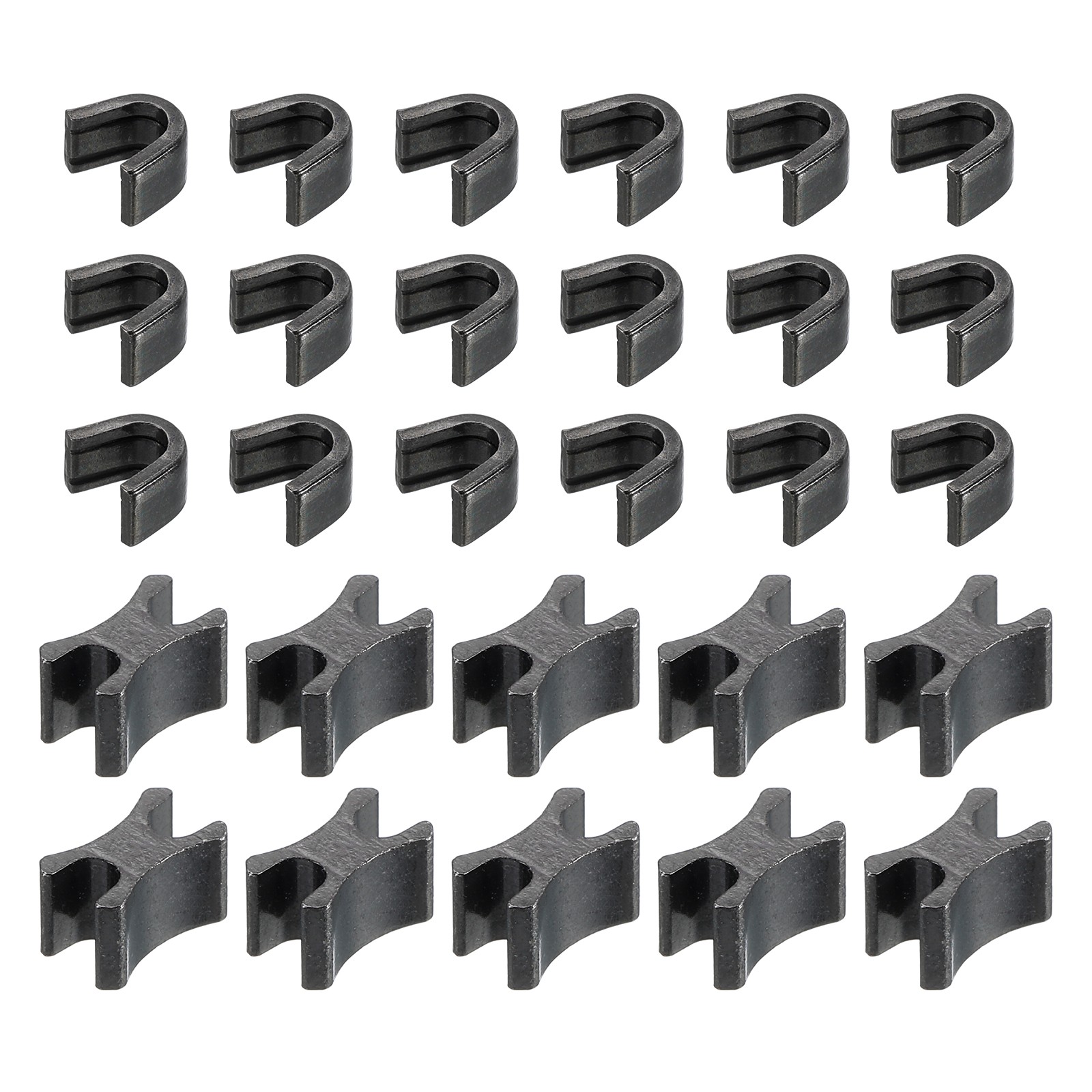 30Set Zipper Slider Retainer, Top Stoppers & Bottom Stop, Metallic Black