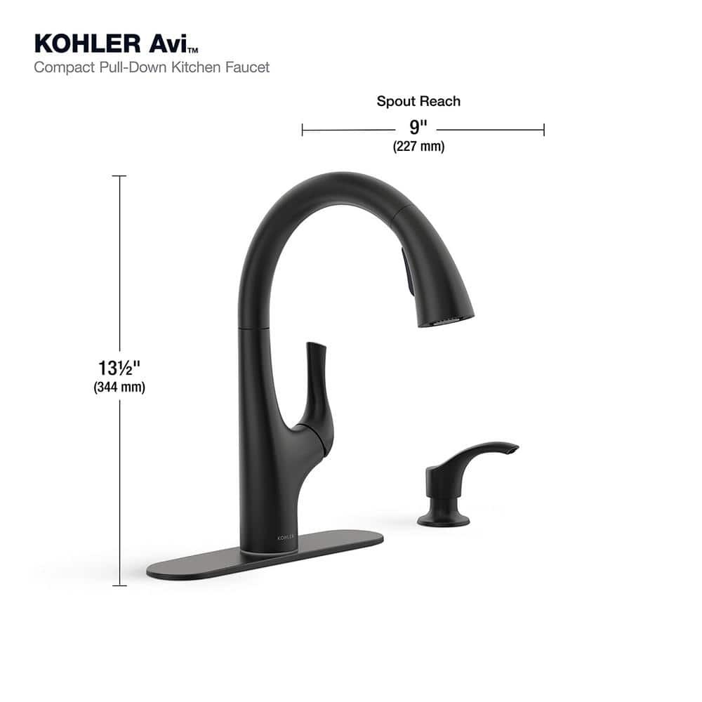 Kohler Avi Single-Handle Pull Out Sprayer Kitchen Faucet in Matte Black