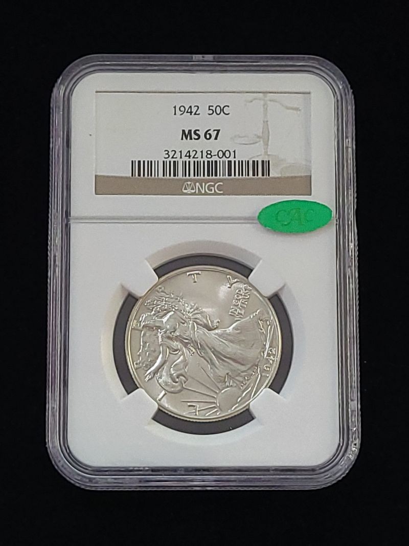 1942 Walking Liberty Silver Half Dollar NGC Graded MS67 CAC #3214218-001