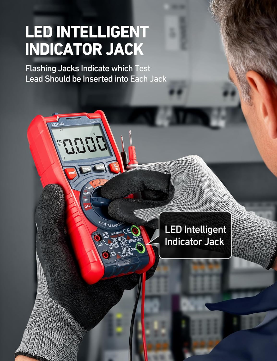 6000 Counts TRMS Auto-Ranging Digital Multimeter, NCV Live Wire Detection, Capac