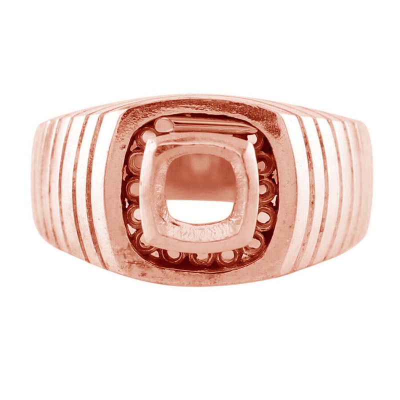 6.00MM Cushion Shape Semi Mount Solitaore Halo Women Ring 925 Sterling Silver