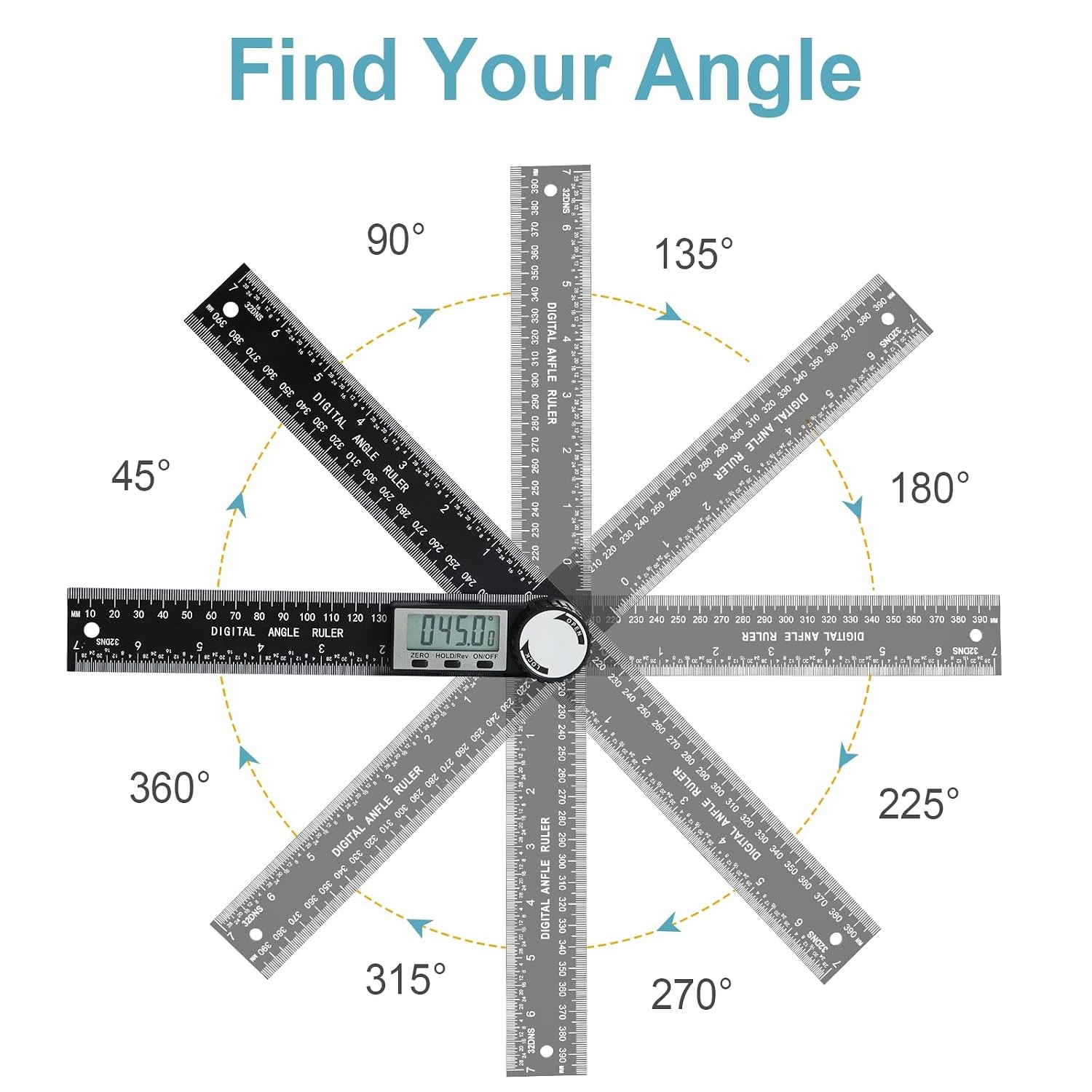 Third Generation Protractor Angle Finder Digital Angle Ruler with 7Inch 200Mm