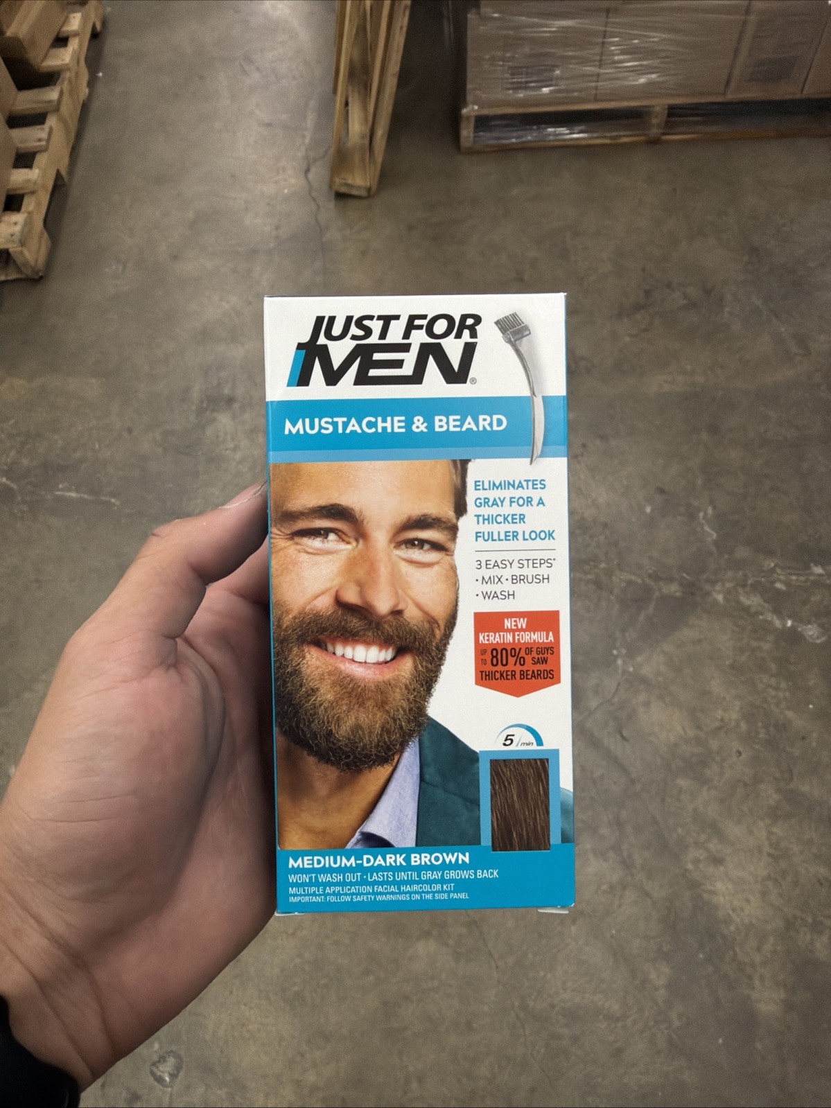 Mustache & Beard, Beard Coloring for Gray Hair with Brush, with Keratin Biotin A