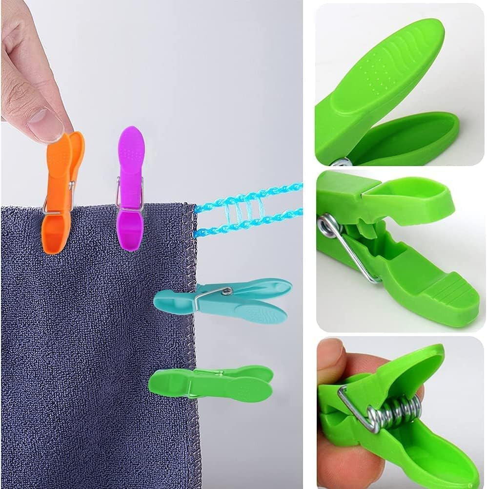 24 Pack Colored Plastic Clothespins Heavy Duty Non Slip Laundry Clips
