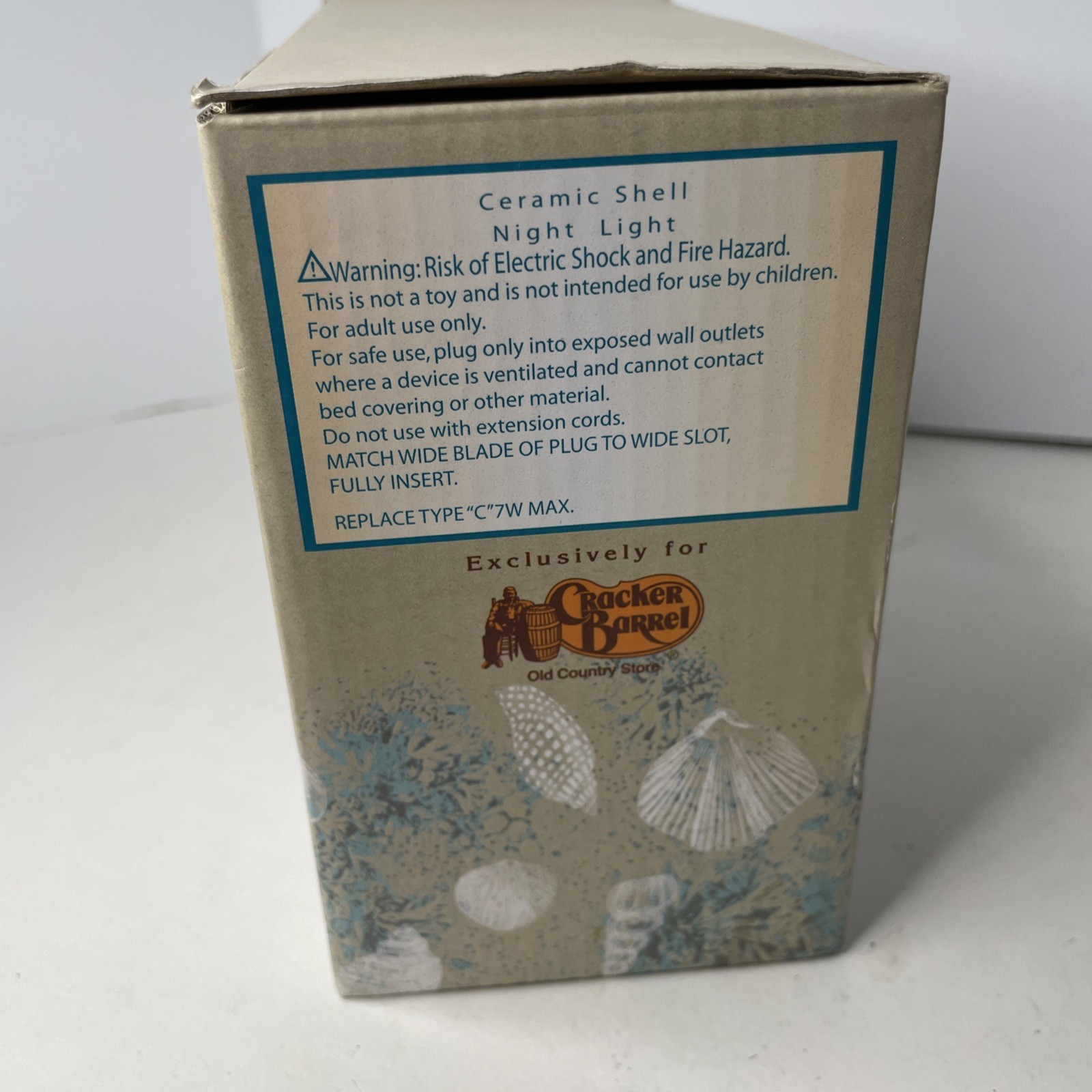 Cracker Barrel White Sands Ceramic Shell Night Light NEW OPEN BOX