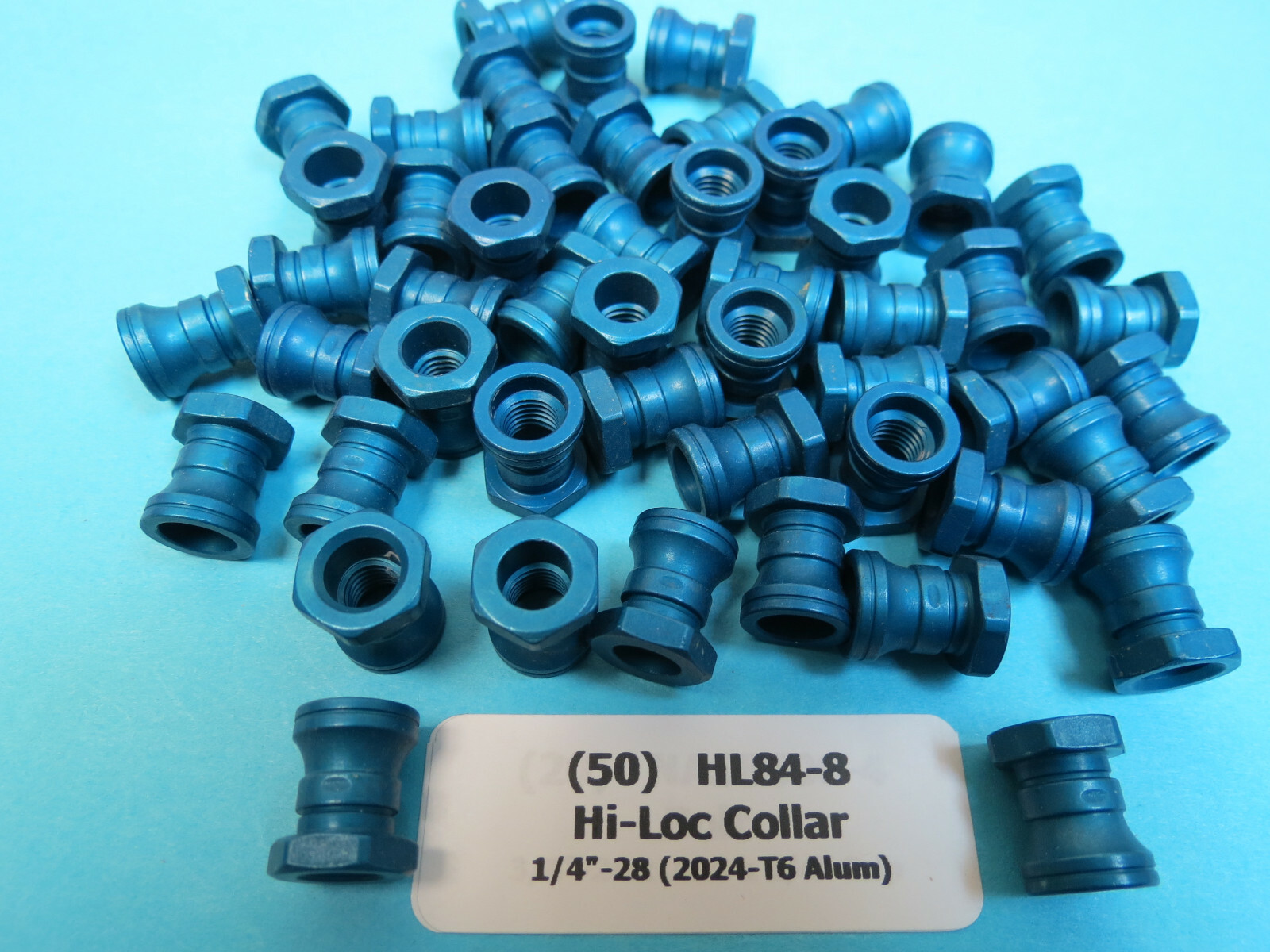 (50) HL84-8 Hi-Lok Hi-Shear Collar 1/4”-28 Anodized 2024-T6 Aluminum Aerospace